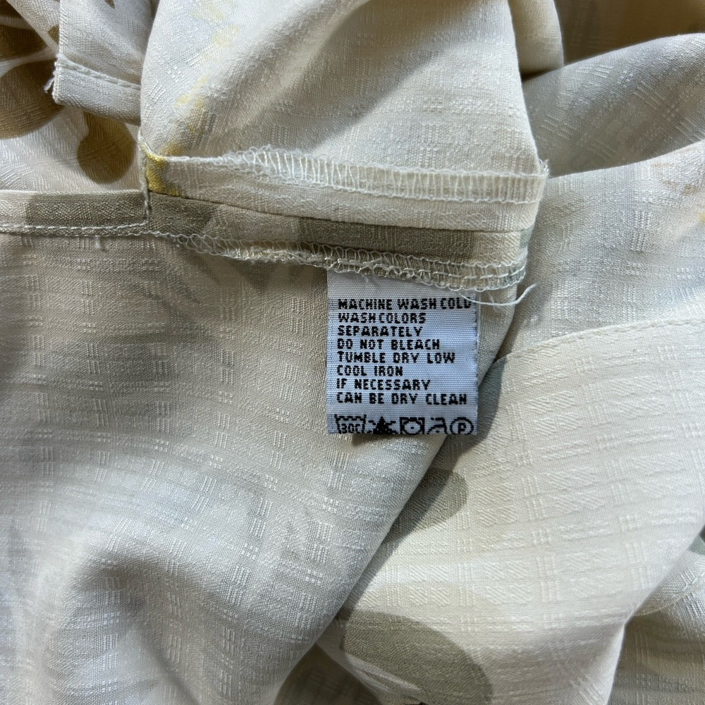 Tommy Bahama Mens Large Cream 100% Silk Loop Collar Hawaiian Floral Button Up - Picture 11 of 14